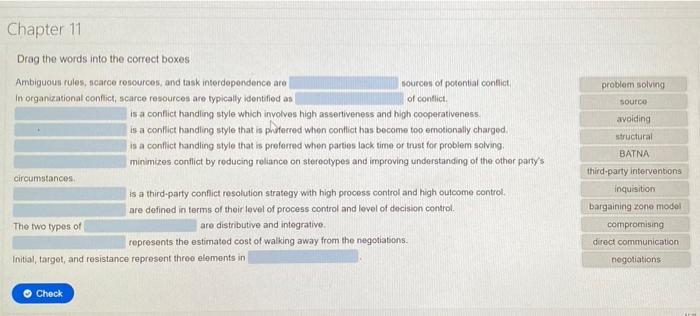  Chapter 11 problem solving Sourco Drag the words into the correct