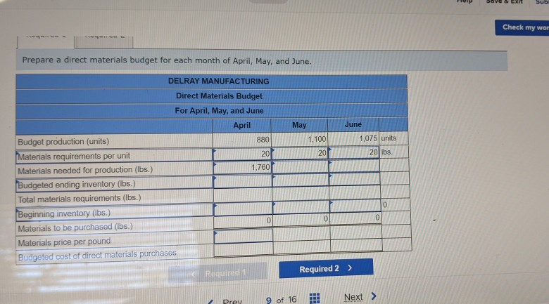 to end each month with direct materials inventory equal to 40 %