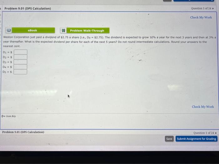  5 Problem 9.01 (DPS Calculation) D = $ D = $