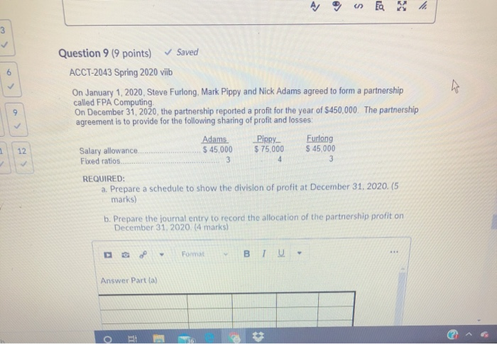  ( E * 3 6 W > Question 9 (9 points)
