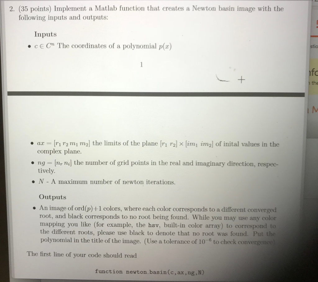  Implement a Matlab function that creates a Newton basin image with