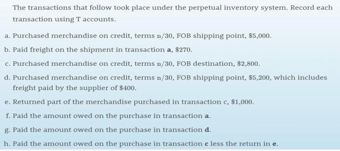 E 13A - Recording Purchases: Periodic Inventory System Using the data below