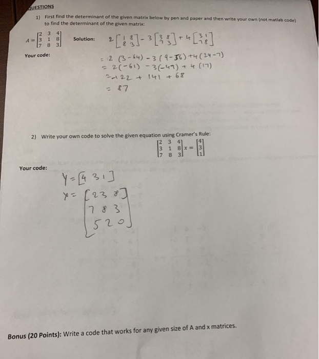  write the code in matlab. run it to show that it