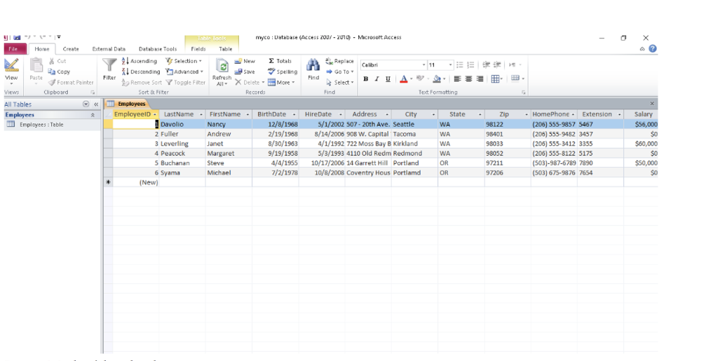Part 2: Work with a database Using the myco database in the