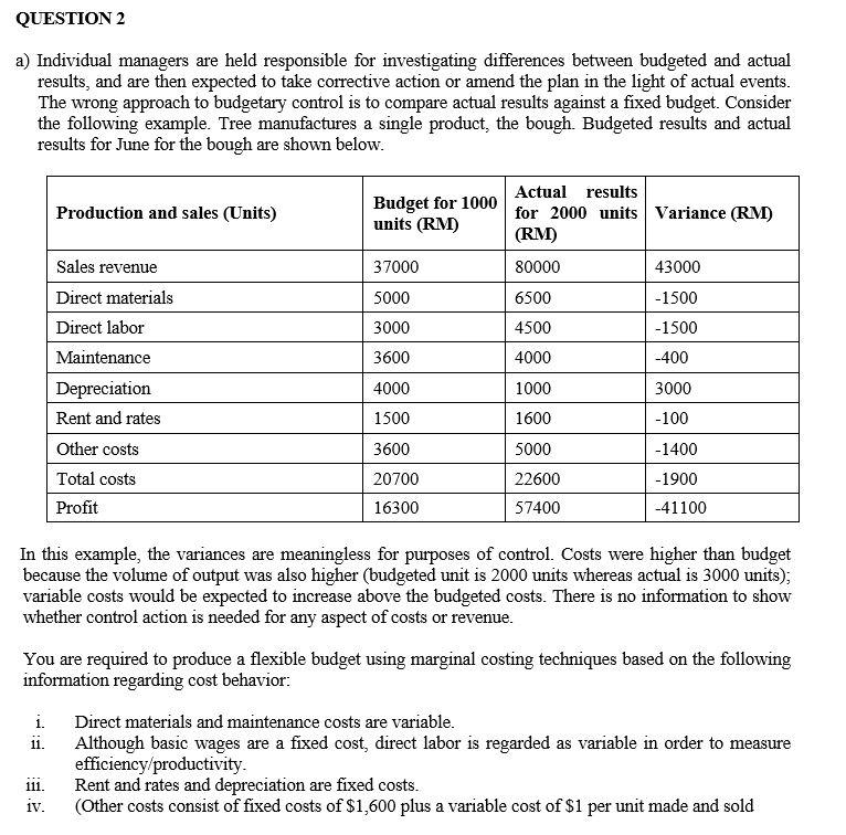 Please help me .Urgent . Please please. QUESTION 2 a) Individual managers
