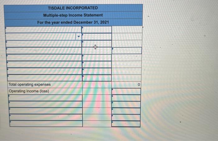 profitability (L06-2) [The following information applies to the questions displayed below.) Tisdale