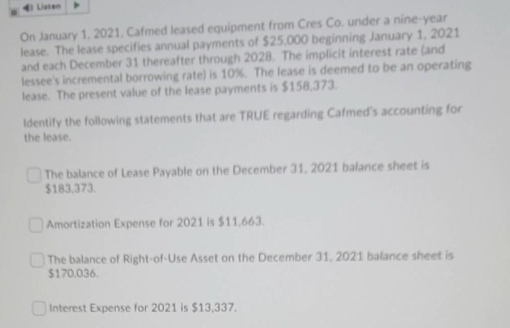 three-year period ending December 31, 2023. The lease specified annual payments of
