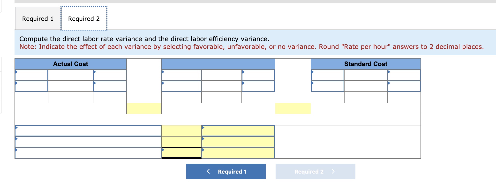 Company has set the following standard cost per unit for direct materials