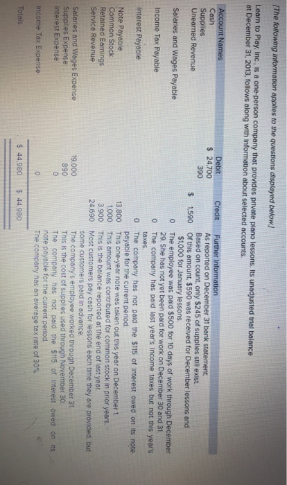  Long 4 part problem please answer all parts IThe followng information