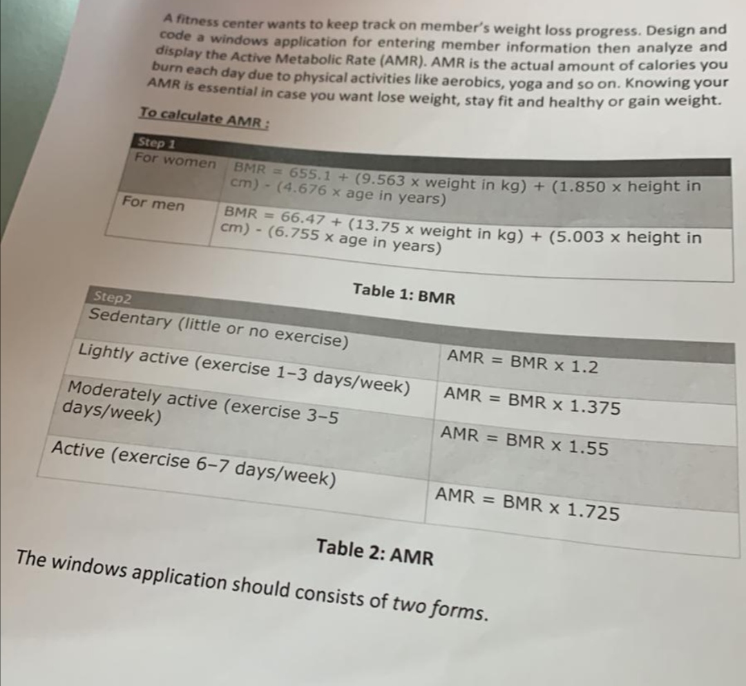 Write the code of this assignment using visual Studio, windows Forms App