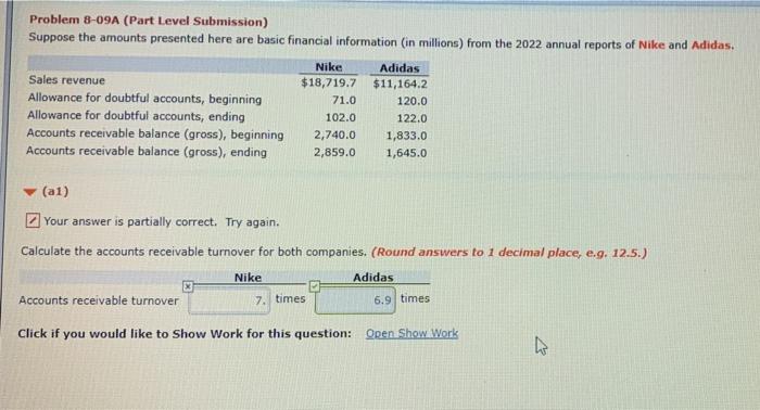  Problem 8-09A (Part Level Submission) Suppose the amounts presented here are