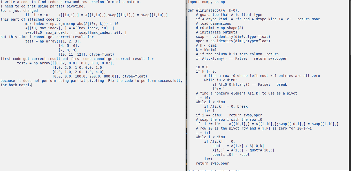  I write a code to find reduced row and row echelon