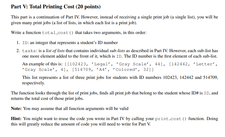 for loops. i tried to produce if statements for part IV but