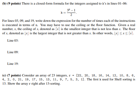 Shell sort to sort rn integers in the array r [0. .n-1].