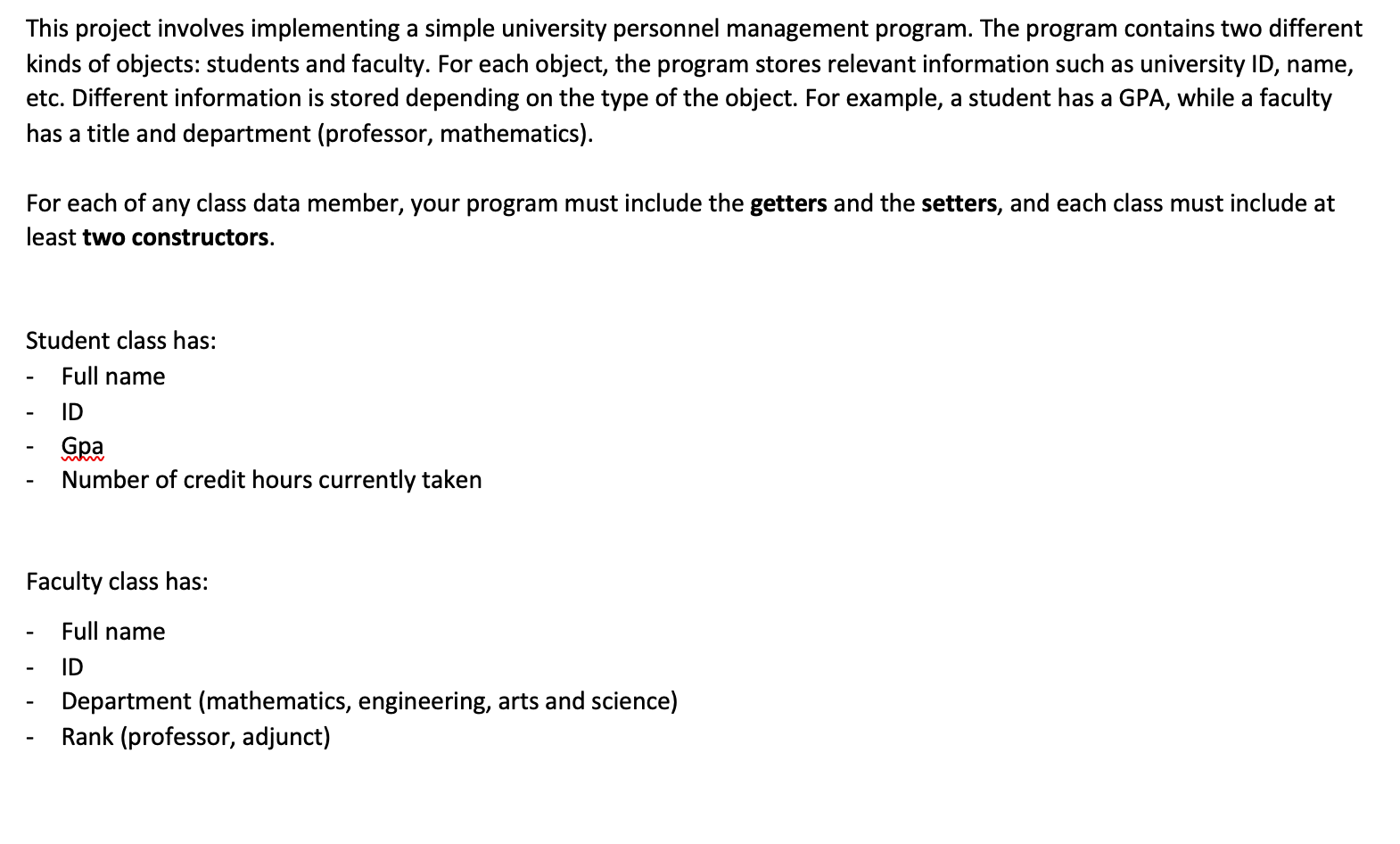 please write in java. please name the project as "Project1" and please
