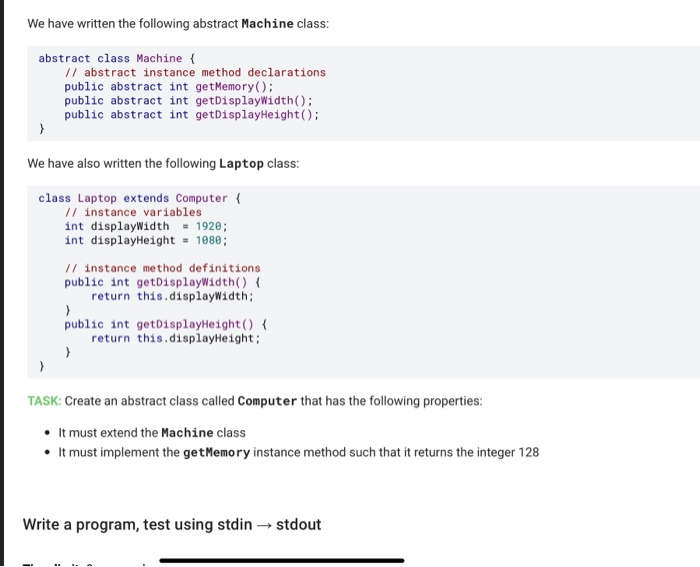 java We have written the following abstract Machine class: abstract class Machine