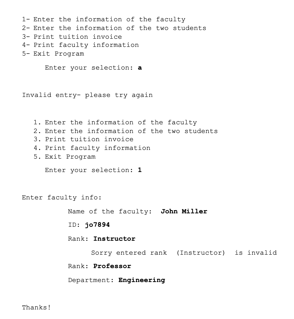 personnel management program. The program contains two different kinds of objects: students