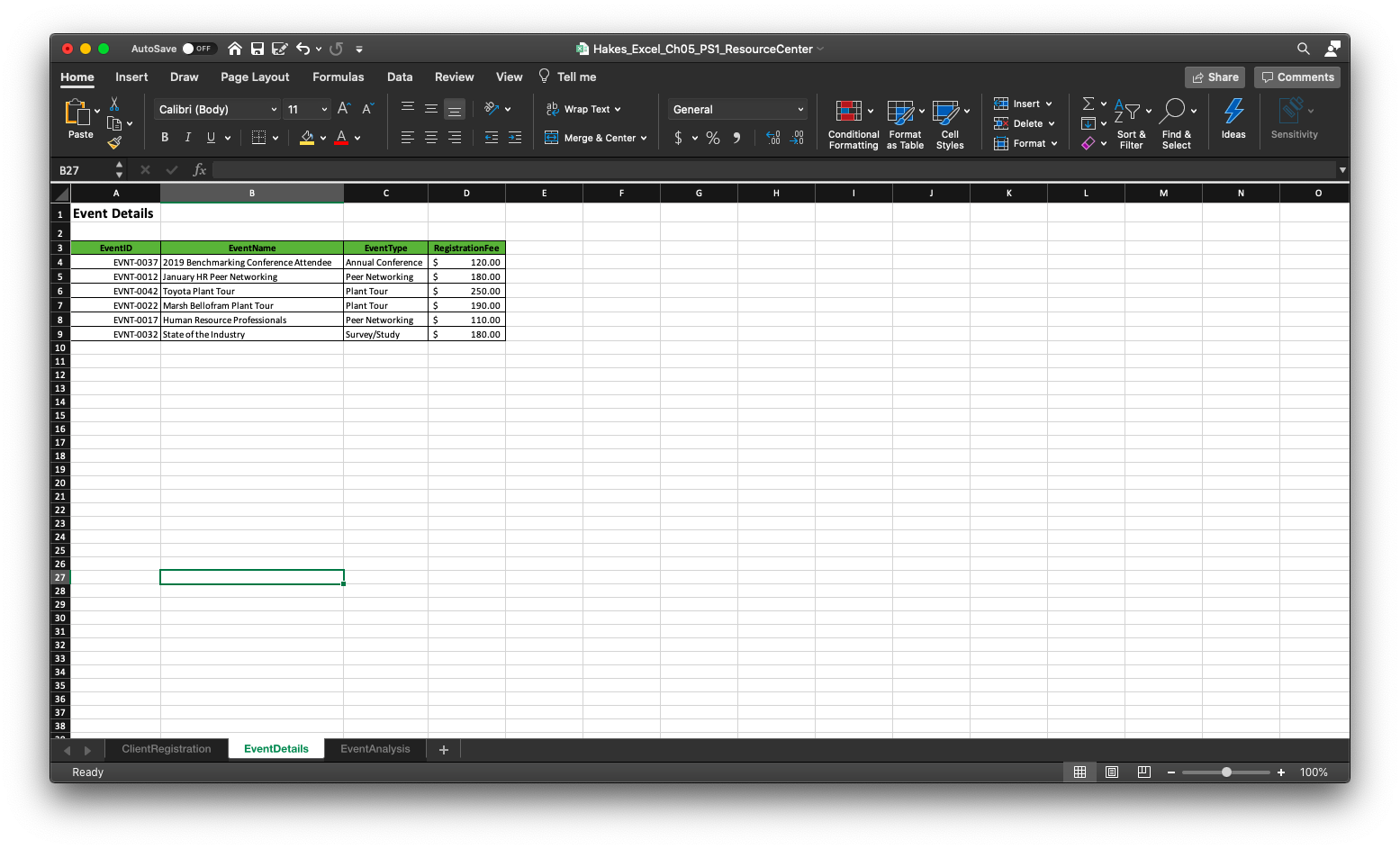 all EventTypes except for Survey/Study. In cell K11 enter a formula that