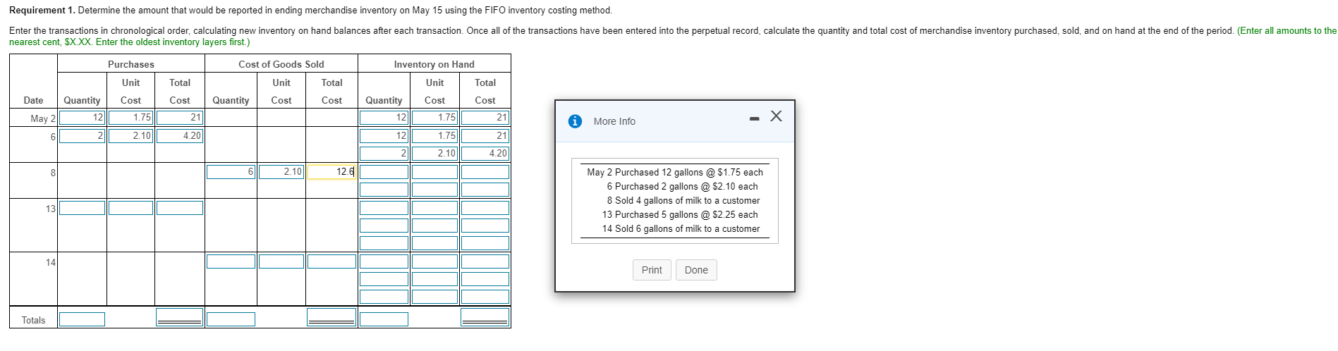 Requirement 1. Determine the amount that would be reported in ending