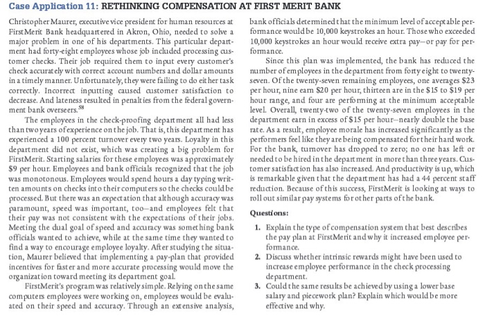  Case Application 11: RETHINKING COMPENSATION AT FIRST MERIT BANK Christopher Maurer,