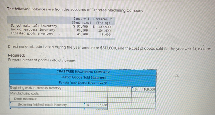  need help with this problem please. The following balances are from