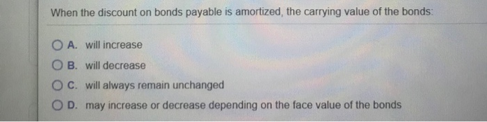 than their face value? O A. The difference is accounted for using