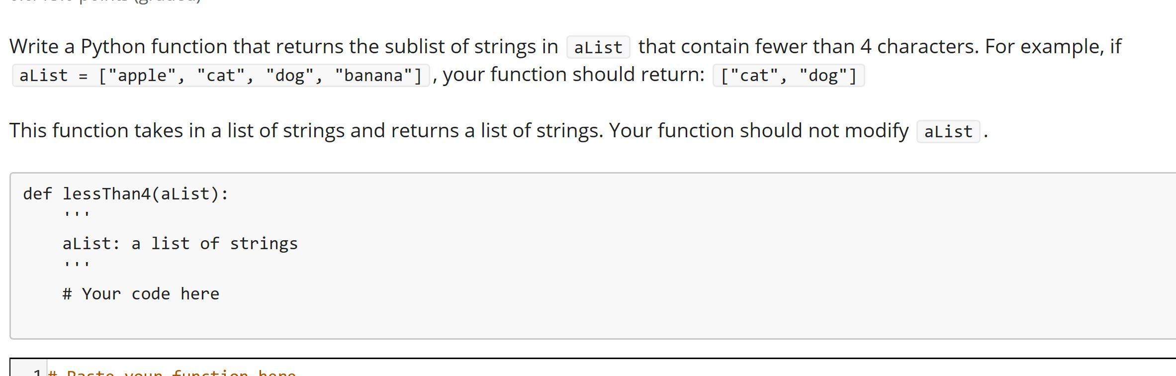 II Write a Python function that returns the sublist of strings