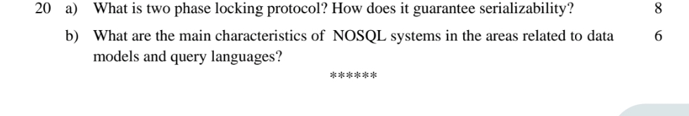  20 a) What is two phase locking protocol? How does it