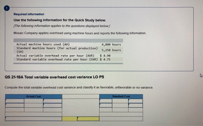  Required information Use the following information for the Quick Study below.