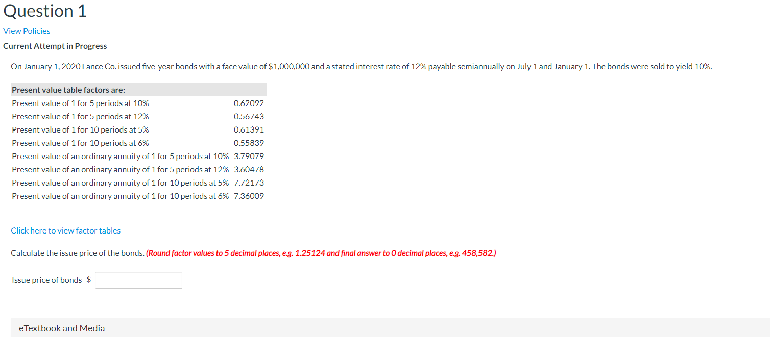  Question 1 View Policies Current Attempt in Progress On January 1,