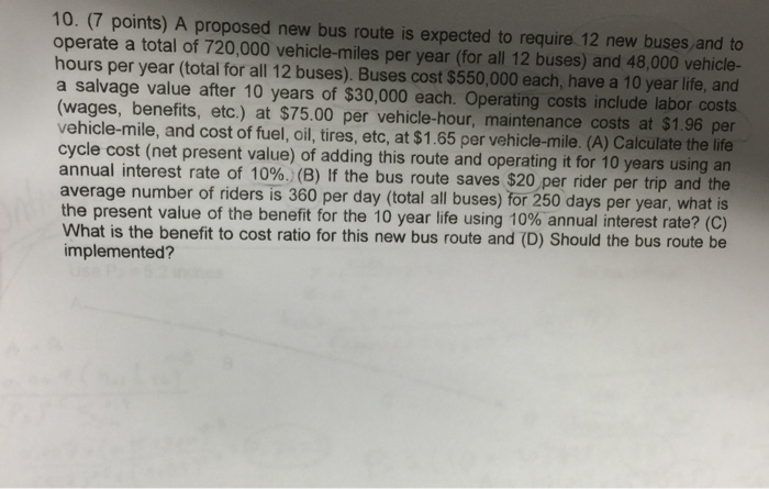  A proposed new bus route is expected to require 12 new