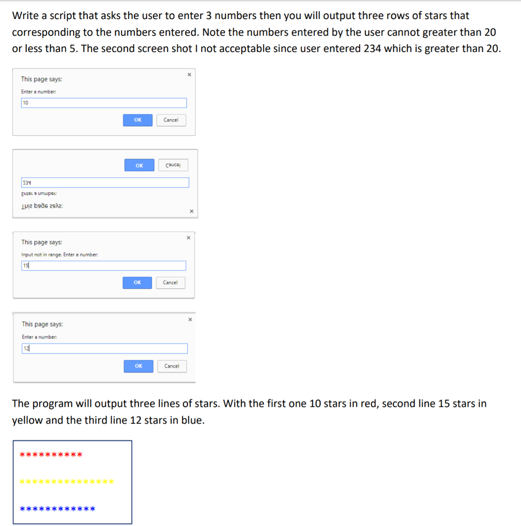  Write a script that asks the user to enter 3 numbers
