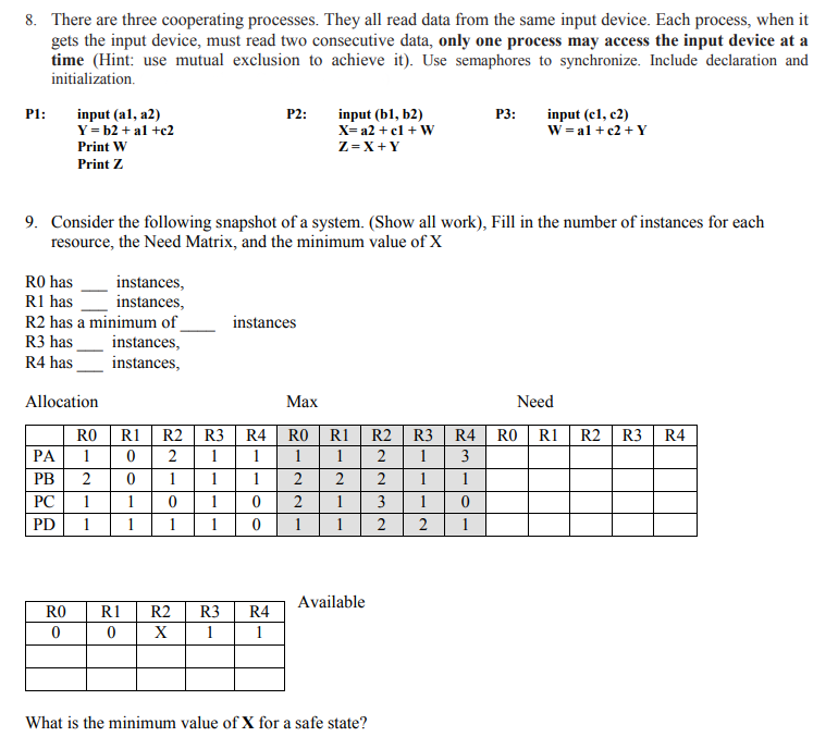  There are three cooperating processes. They all read data from the