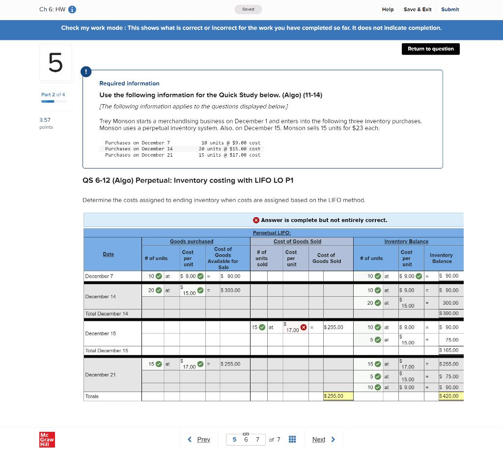 Required information Use the following information for the Quick Study below.