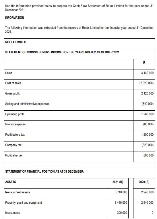 below Use the information provided in QUESTION 4 to answer the following