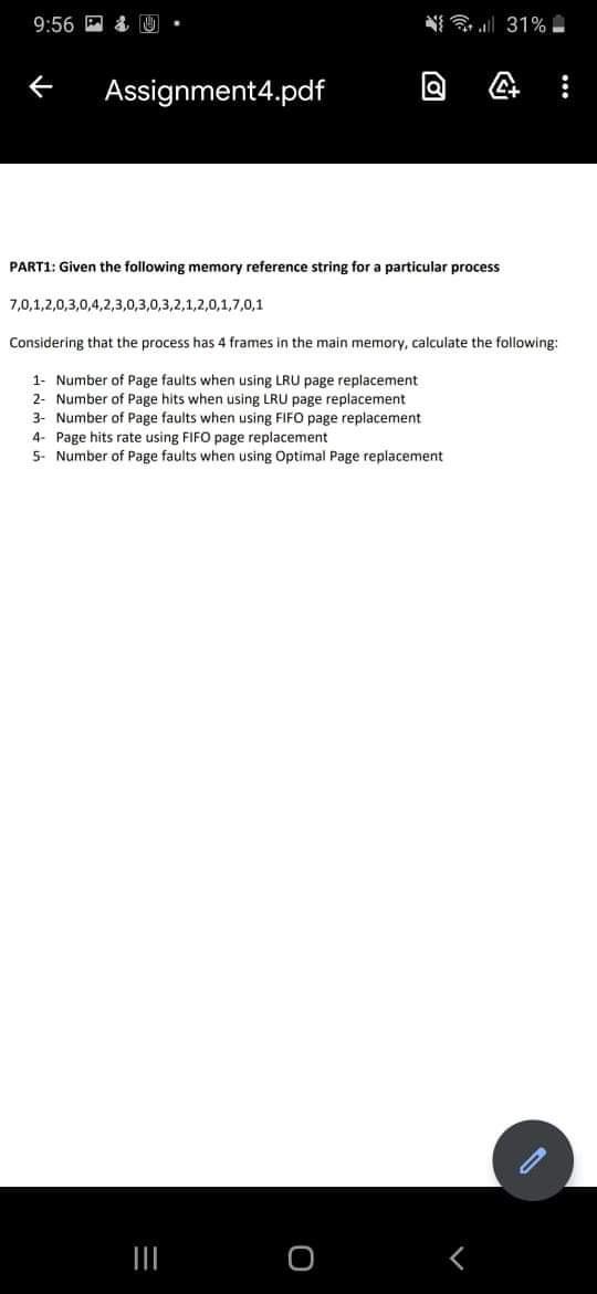 9:56 P U 1.31% + Assignment4.pdf la PART1: Given the following