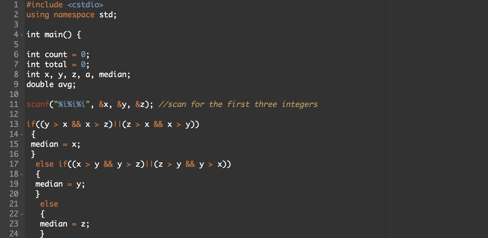 to say The median of (3, 9, 5) is 5. The mean