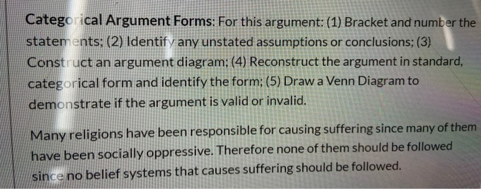  it's an argument . Categorical Argument Forms: For this argument: (1)