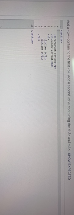  Add a , Add a second containing the and , SHOW