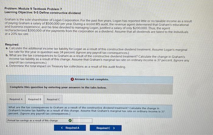 dividend Graham is the sole shareholder of Logan Corporation. For the past