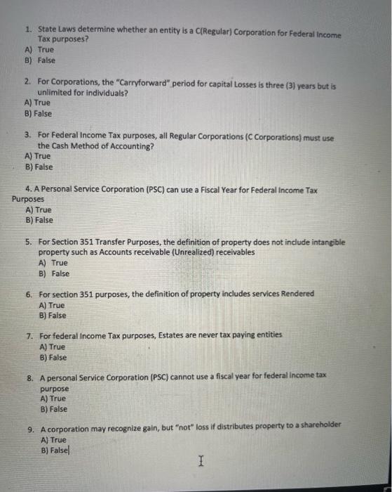  1. State Laws determine whether an entity is a C(Regular) Corporation