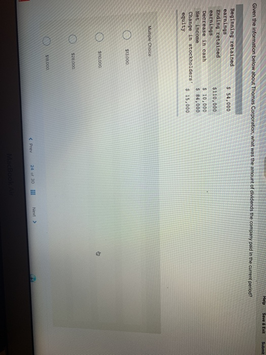  Help Save & Exit Submit Given the information below about Thomas