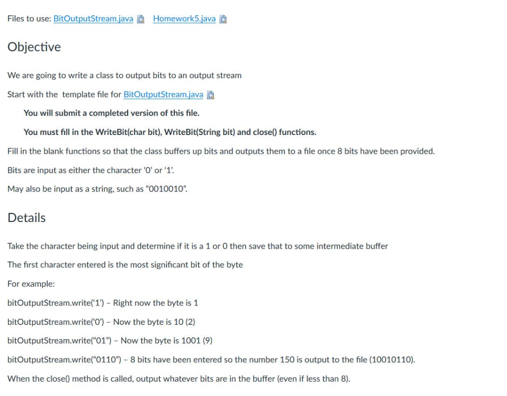 Java Program //// BitOutputStream.java : Zoom Pages import java.util.*; import java.nio.charset.Charset; import