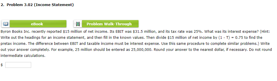 2. Problem 3.02 (Income Statement) eBook Problem Walk-Through Byron Books Inc.