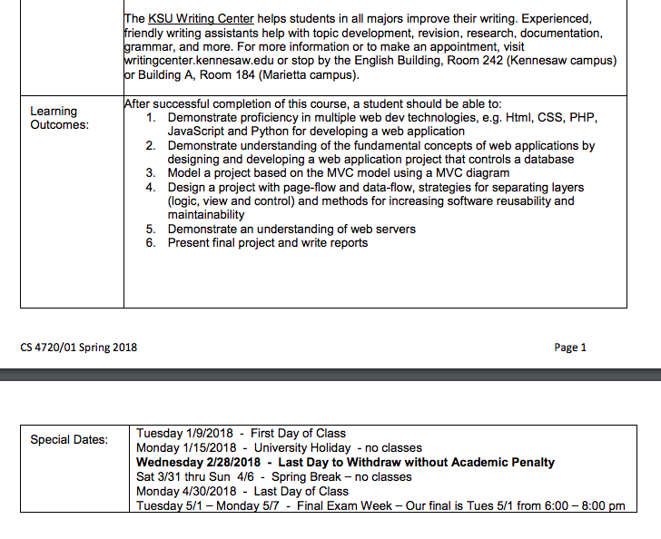 looks like the syllabus for this class. (NOTE: you do not need