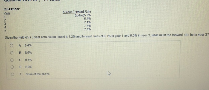  Given the yield on a 3 year zero coupon bond is