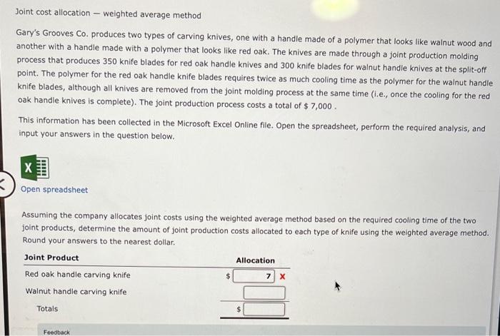 Help please Joint cost allocation - weighted average method Gary's Grooves Co.