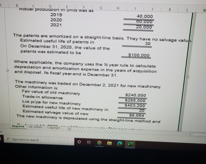 purchase the assets of Coffee Company on January 1. 2019. Information is