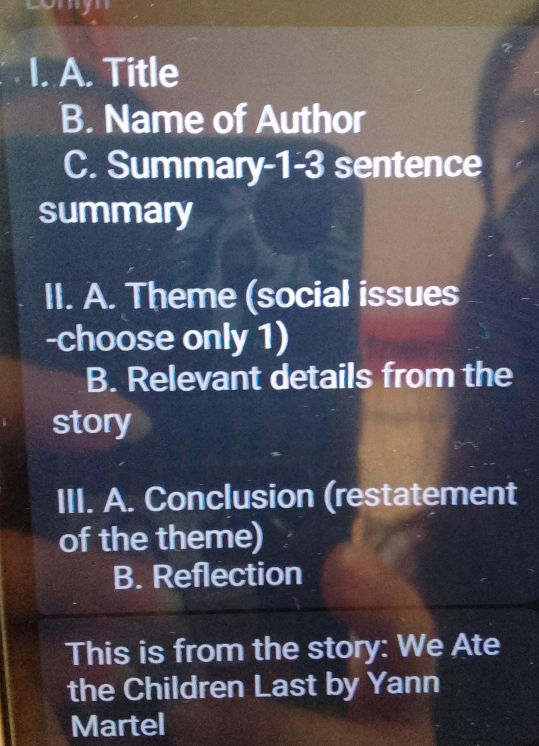  PLEASE ANSWER THIS NOW . I. A. Title B. Name of