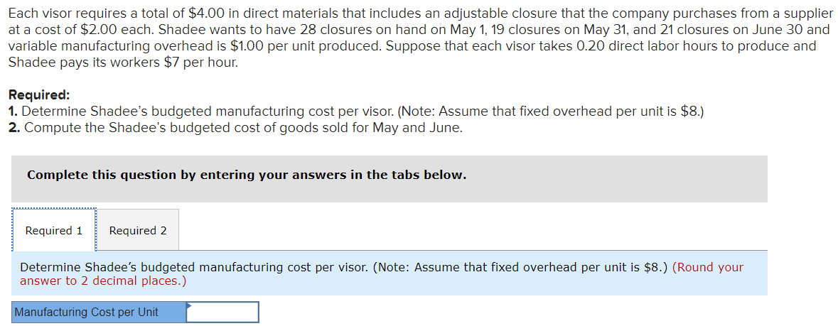 for $22. Shadee's beginning and ending finished goods inventories for May are